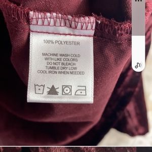 Foxcroft Korin broomstick textured blouse wine burgundy red plus size 1x velour
